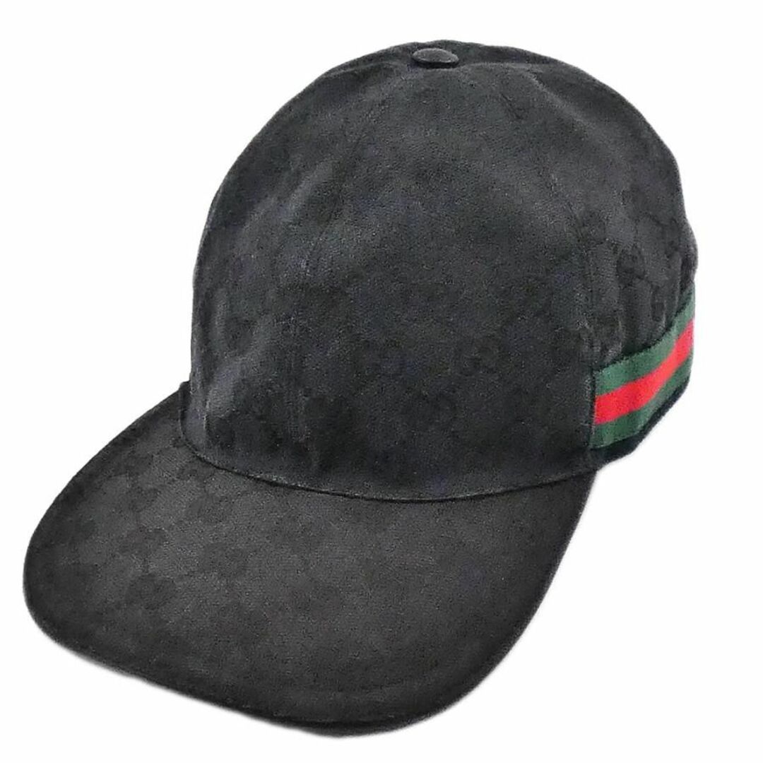 Gucci(グッチ)のグッチ 帽子 GUCCI オリジナルGGキャンバス ベースボール キャップ M 58cm シェリーライン ブラック 200035 T-YJ06167 メンズの帽子(キャップ)の商品写真