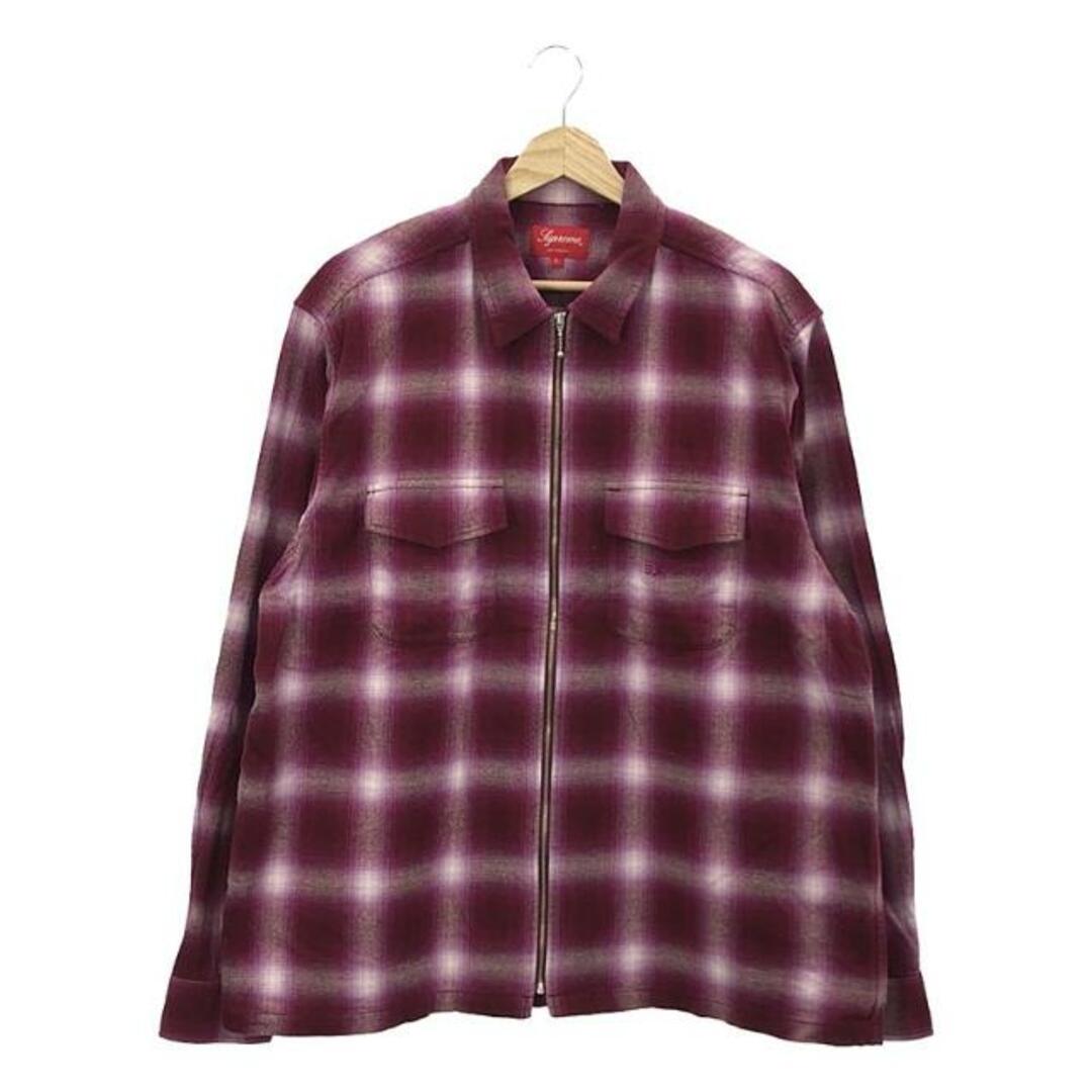 Supreme(シュプリーム)の【美品】  SUPREME / シュプリーム | 2022AW | Shadow Plaid Flannel Zip Up Shirt シャドウチェック フランネル ジップアップシャツ | L | マゼンダ | メンズ メンズのトップス(Tシャツ/カットソー(七分/長袖))の商品写真