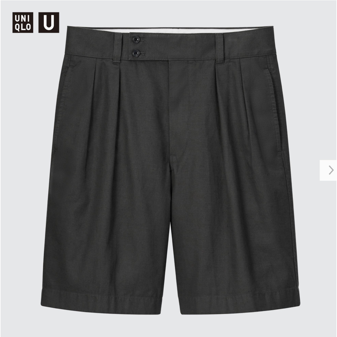 UNIQLO(ユニクロ)のUNIQLO U ワイドフィットタックチノショーツ 08 DARK GRAY M メンズのパンツ(ショートパンツ)の商品写真