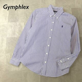 GYMPHLEX - Gymphlex コットン ストライプ ボタンダウン シャツ ブルーストライプ