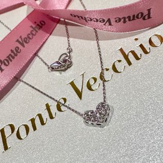 ポンテヴェキオ(PonteVecchio)の未使用Ponte VecchioハートダイヤモンドK18WGパヴェネックレス(ネックレス)