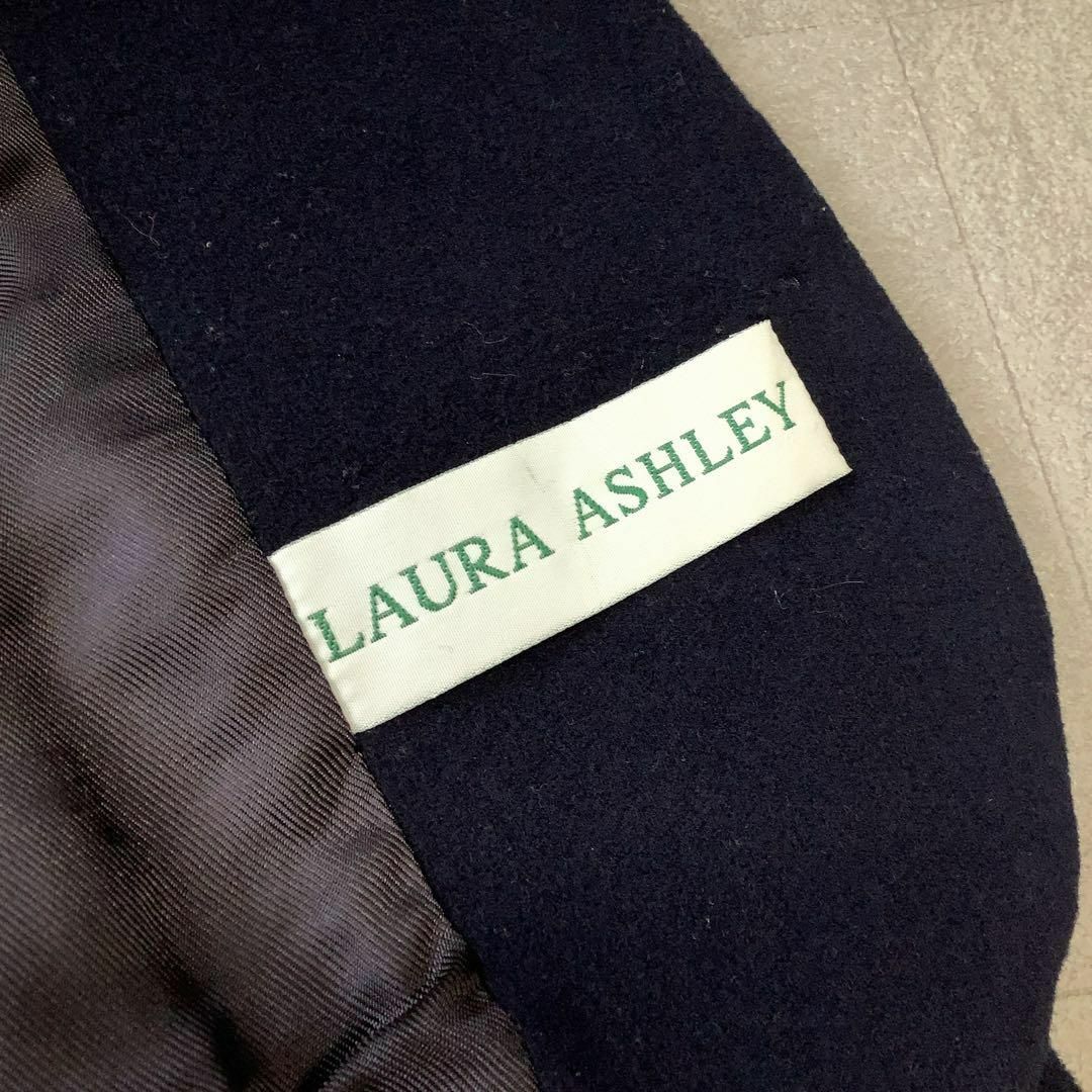 LAURA ASHLEY ショールカラー ウール ジャケット ダーク ネイビー