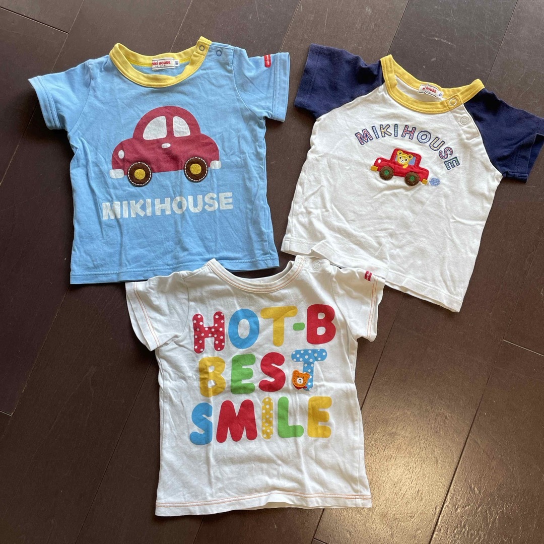 mikihouse(ミキハウス)のmikihouse まとめ売りTシャツ3枚 キッズ/ベビー/マタニティのベビー服(~85cm)(Ｔシャツ)の商品写真