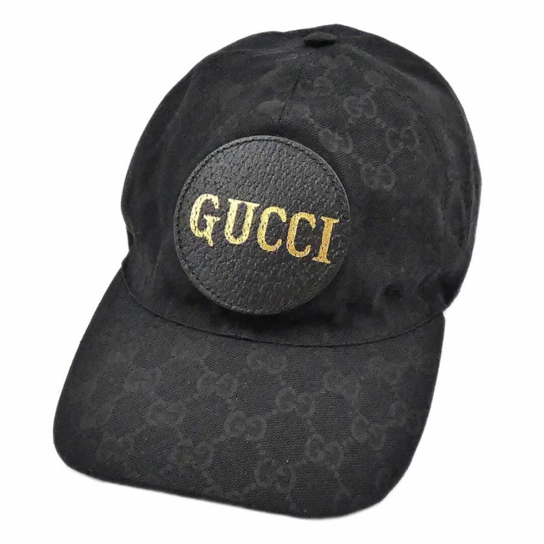 Gucci(グッチ)のグッチ 帽子 GUCCI GGキャンバスxレザー ベースボール キャップ ロゴ パッチ L 59cm ブラック メンズ 576253 T-YJ06171 メンズの帽子(キャップ)の商品写真