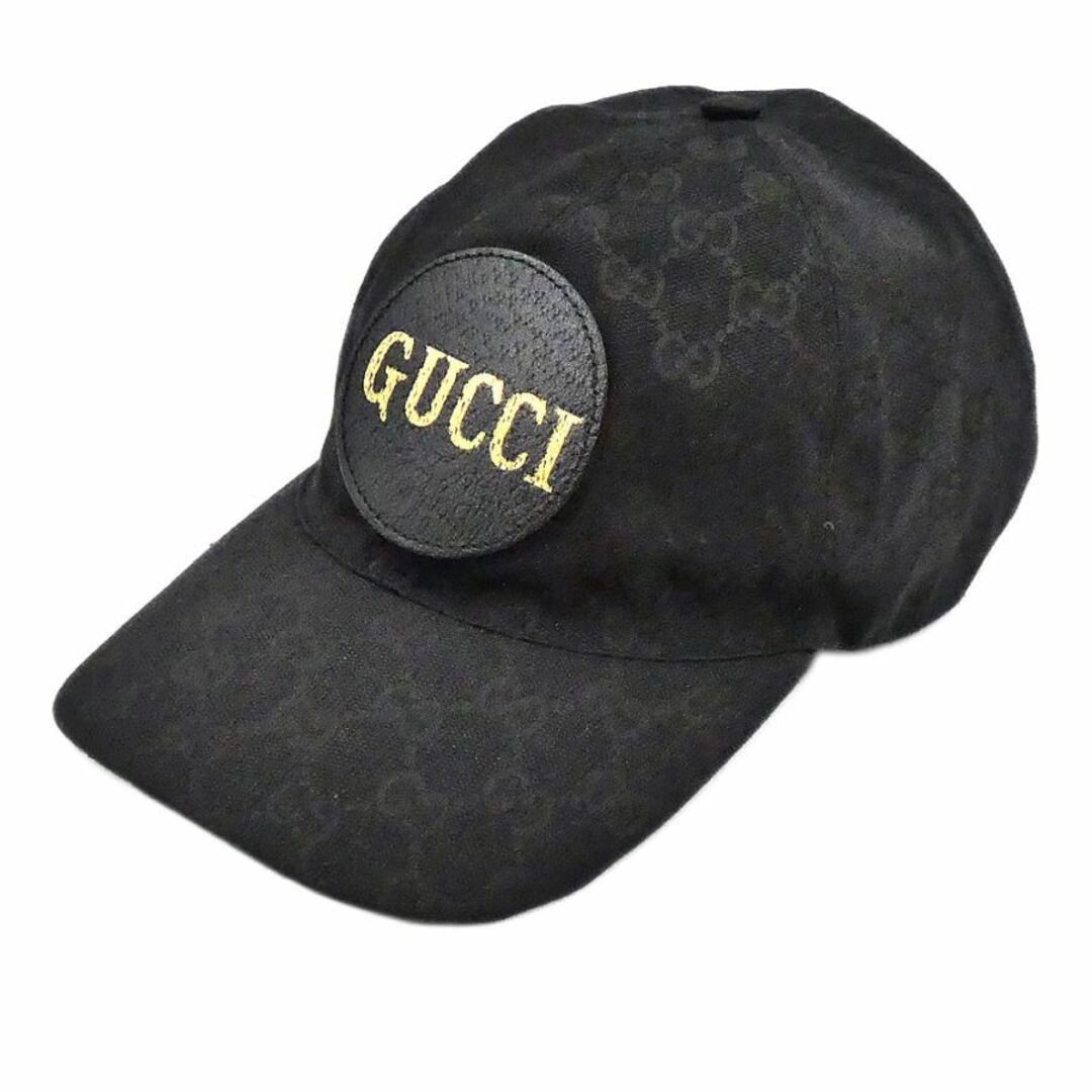 Gucci(グッチ)のグッチ 帽子 GUCCI GGキャンバスxレザー ベースボール キャップ ロゴ パッチ L 59cm ブラック メンズ 576253 T-YJ06171 メンズの帽子(キャップ)の商品写真