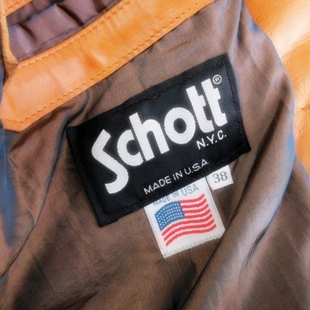 schott(ショット)のショット USA製 テーラードジャケット 3B レザー キャメル 38 ■SM1 メンズのジャケット/アウター(テーラードジャケット)の商品写真