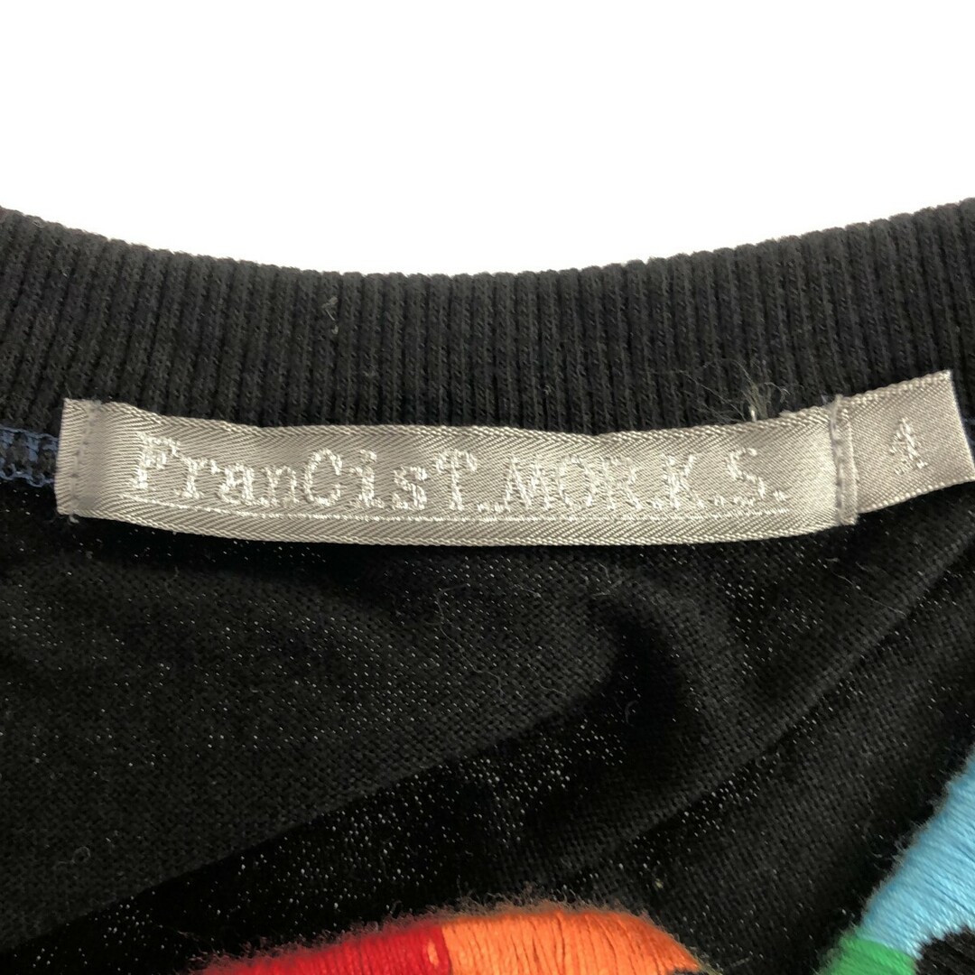 FranCisT_MOR.K.S.(フランシストモークス)のFranCisT_MOR.K.S フランシストモークス ハイビスカルスワロ エンブロイダリーVネックTシャツ MT1750 ブラック 4 メンズのトップス(Tシャツ/カットソー(七分/長袖))の商品写真