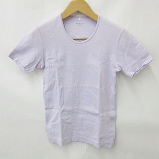 エポカ ウォモ カットソー Tシャツ 半袖 丸首 刺繍 綿 紫 パープル 48(Tシャツ/カットソー(半袖/袖なし))