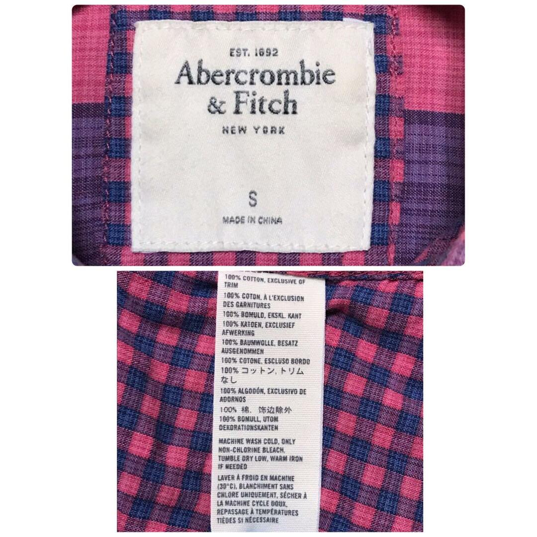 Abercrombie&Fitch(アバクロンビーアンドフィッチ)の【美品】アバクロンビー＆フィッチ　チェック長袖シャツ　薄手　腰リボン　E1121 レディースのトップス(シャツ/ブラウス(長袖/七分))の商品写真