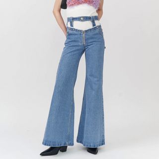 パメオポーズ(PAMEO POSE)のpomeo pose デニム　パンツ BELT DENIM PANTS(デニム/ジーンズ)