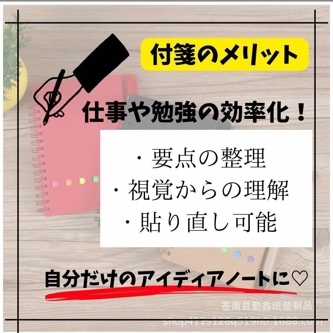 付箋付き　ボールペン付き　アイデアノート　メモ帳　タスク管理　要点　効率化　学生 インテリア/住まい/日用品の文房具(ノート/メモ帳/ふせん)の商品写真