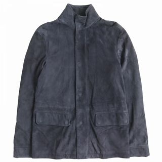 ダンヒル(Dunhill)の美品△正規品 dunhill ダンヒル ラムスキン スウェードレザー WZIP ジャケット スタンドカラー ネイビー S メンズ 伊製 ガーメント付き◎(レザージャケット)