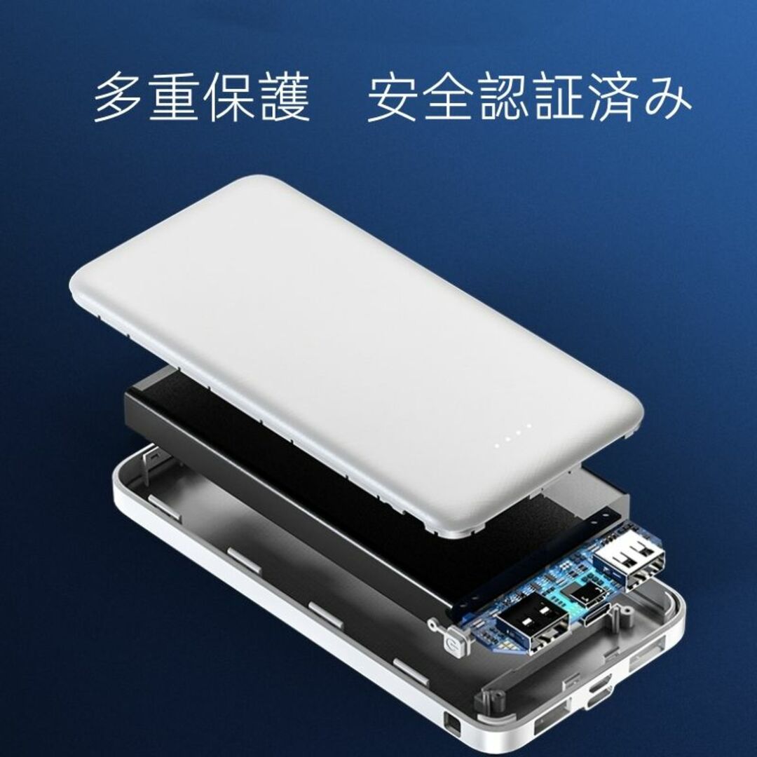 12000mAh モバイルバッテリー 超薄型 2台同時急速充電 各機種対応 スマホ/家電/カメラのスマートフォン/携帯電話(バッテリー/充電器)の商品写真