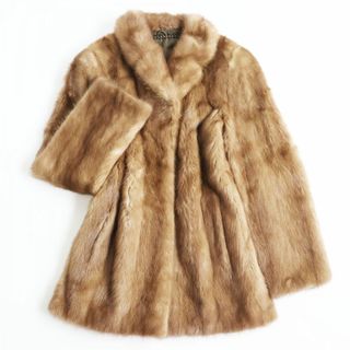 美品▲SilverBlu MINK シルバーブルー パステルミンク 本毛皮ショートコート ジャケット ブラウン 11号 毛質艶やか・柔らか◎(毛皮/ファーコート)