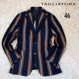 タリアトーレ(TAGLIATORE)の美品　TAGRIATORE タリアトーレ　テーラードジャケット　46 ストライプ(テーラードジャケット)