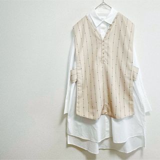 アメリヴィンテージ(Ameri VINTAGE)の【AMERI】ロゴストライプベスト セットチュニックシャツ(ベスト/ジレ)