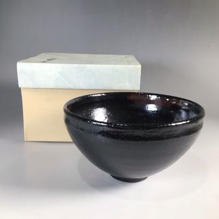 ラ８６７　茶碗　『在銘』『木の葉天目』『黒茶碗』　紙箱　茶道具(陶芸)