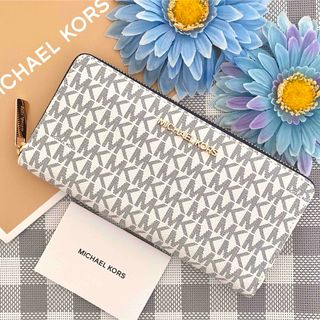 マイケルコース(Michael Kors)の【新品】MICHAEL KORS ホワイト シグネチャー レザー 長財布(財布)