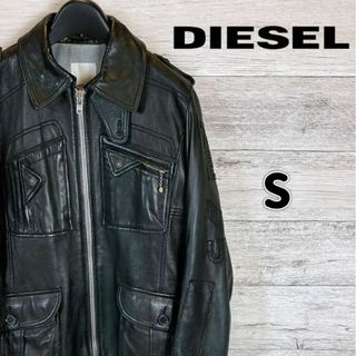 DIESEL - DIESEL ディーゼル　レザージャケット ブラック シングルライダース　羊革