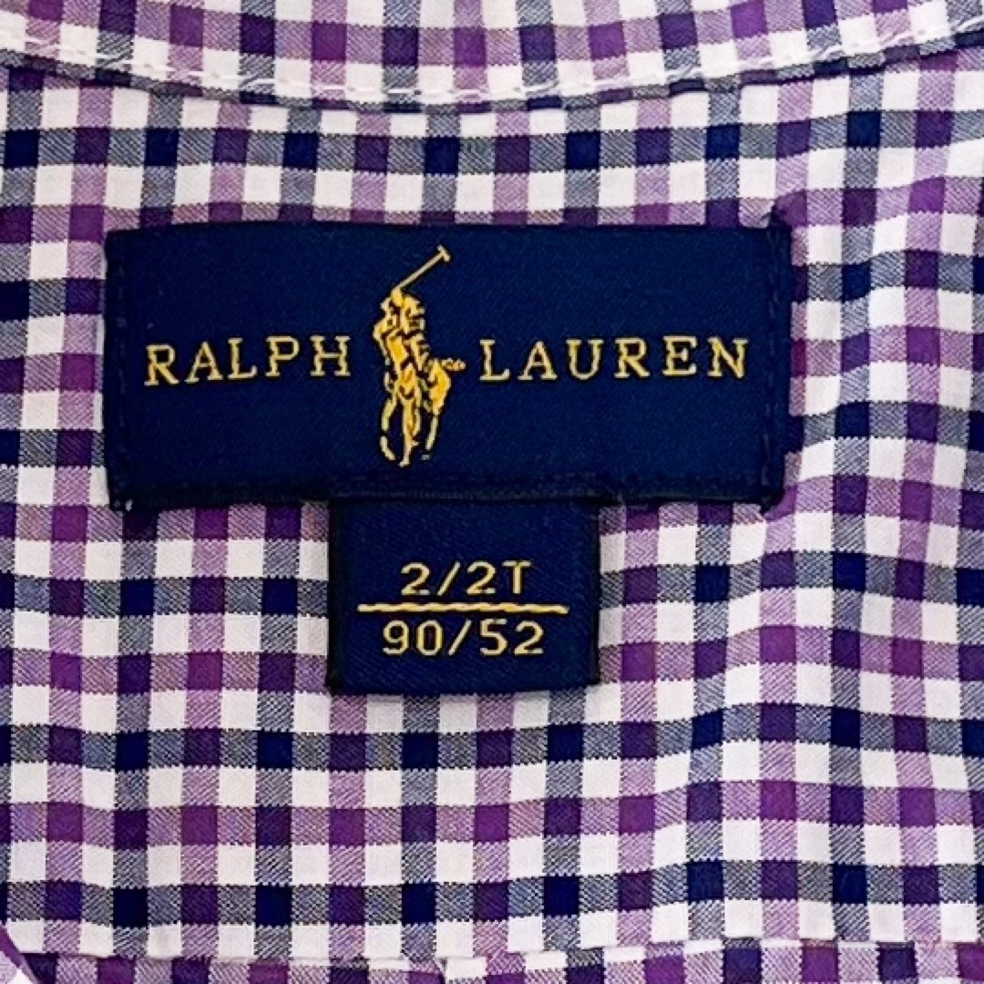 Ralph Lauren(ラルフローレン)の美品♡ラルフローレン　ギンガムチェック長袖シャツ　男女　ブルー✖️パープル系 キッズ/ベビー/マタニティのキッズ服男の子用(90cm~)(Tシャツ/カットソー)の商品写真