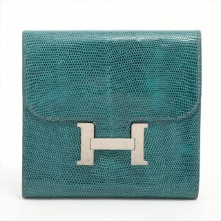 エルメス(Hermes)のエルメス コンスタンスコンパクト リザード  ブルー ユニセックス コンパ(財布)