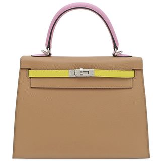 エルメス(Hermes)のエルメス HERMES 2WAYバッグ ケリー25 外縫い トリコロール ヴォーエプソン チャイ×モーヴシルベストル×ライム シルバー金具 茶 ピンク 黄色  U刻印（2022年製） 【箱】【中古】(その他)