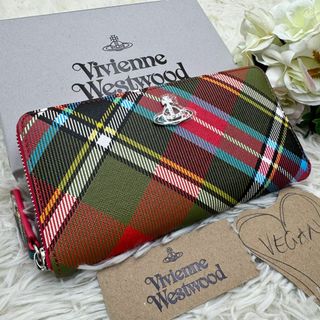 ヴィヴィアンウエストウッド(Vivienne Westwood)の未使用 入手困難 ヴィヴィアン 長財布 チェック ケリーオーブ ラウンドジップ(財布)