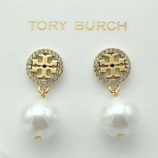 トリーバーチ(Tory Burch)のトリーバーチ　ピアス　ロゴ　パール　新品　未使用(ピアス(両耳用))