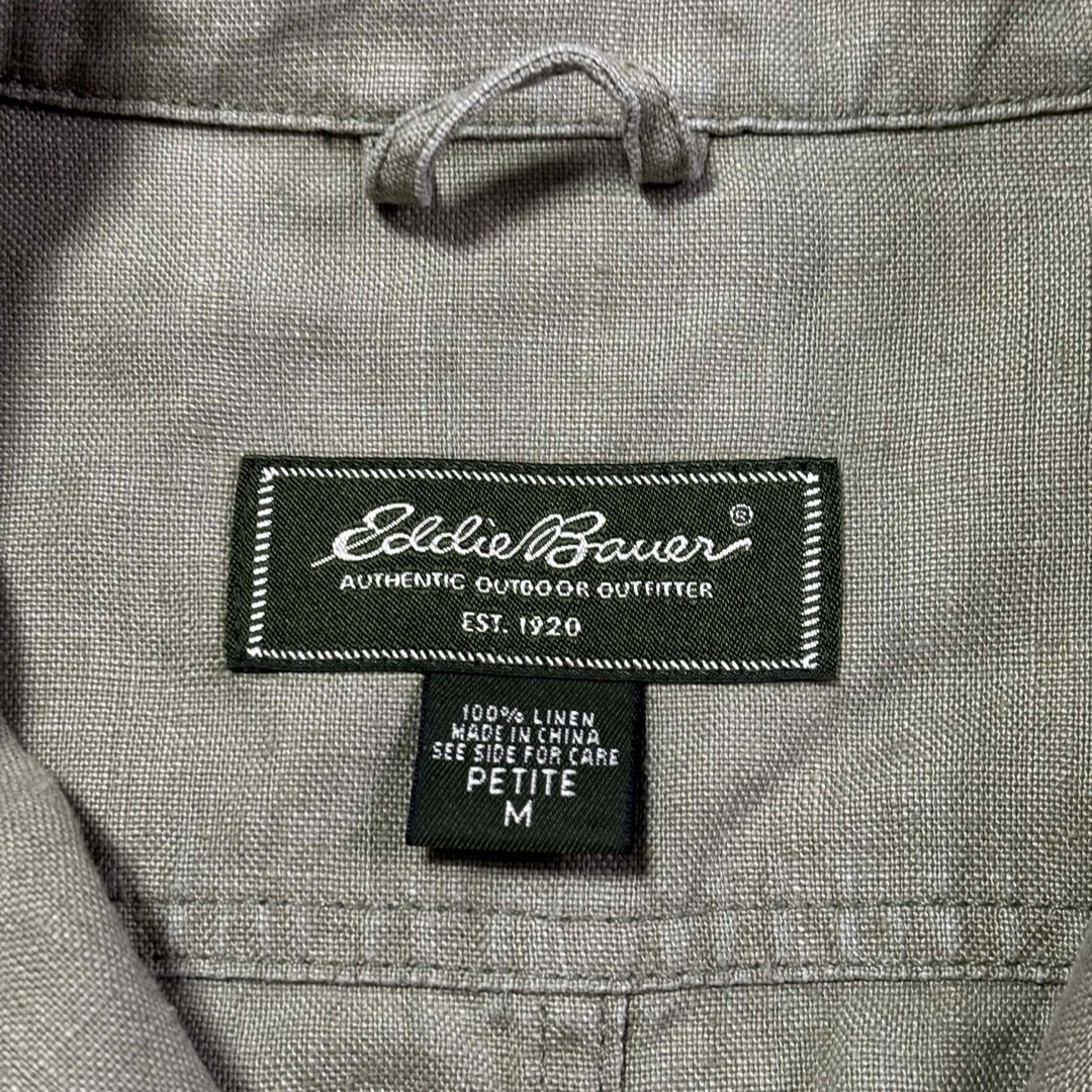 Eddie Bauer(エディーバウアー)のEddie Bauer❗️リネンジャケット　麻100％　Gジャンスタイル　M レディースのジャケット/アウター(Gジャン/デニムジャケット)の商品写真