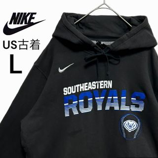 ナイキ(NIKE)のインポート古着！NIKE/ナイキ　カレッジロゴパーカー　L  濃いグレー(パーカー)