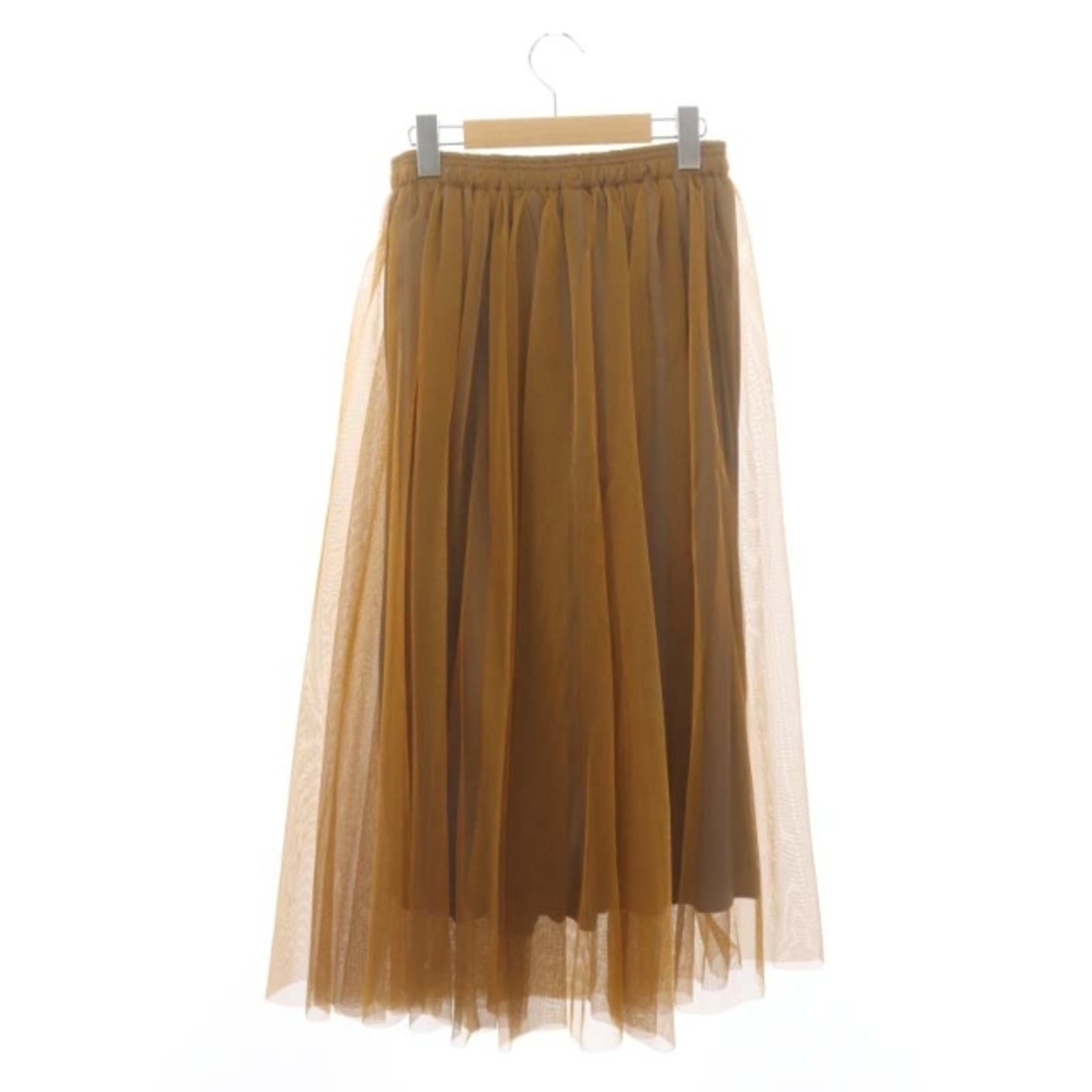 ViS(ヴィス)のビス 22AW ボリュームチュールスカート ギャザー フレア ロング キャメル レディースのスカート(ロングスカート)の商品写真
