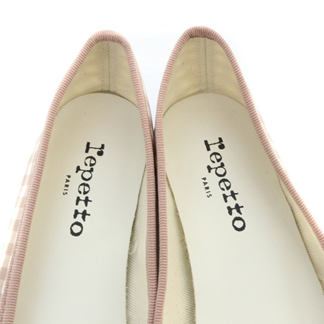 repetto(レペット)のレペット ギンガムチェック パンプス 38 24cm ピンクべージュ 白 レディースの靴/シューズ(バレエシューズ)の商品写真