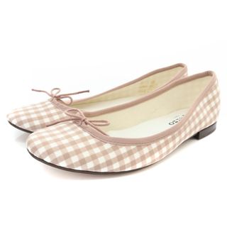 レペット(repetto)のレペット ギンガムチェック パンプス 38 24cm ピンクべージュ 白(バレエシューズ)