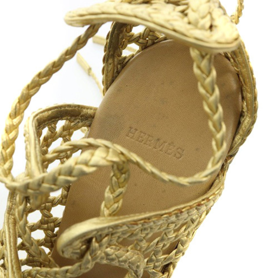 Hermes(エルメス)のエルメス レースアップ サンダル 40 26.5cm ゴールド色 レディースの靴/シューズ(サンダル)の商品写真