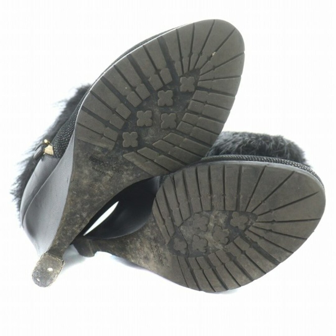 Sergio Rossi(セルジオロッシ)のセルジオロッシ ショートブーツ ウエッジソール レザー ファー 22.5 黒 レディースの靴/シューズ(ブーツ)の商品写真