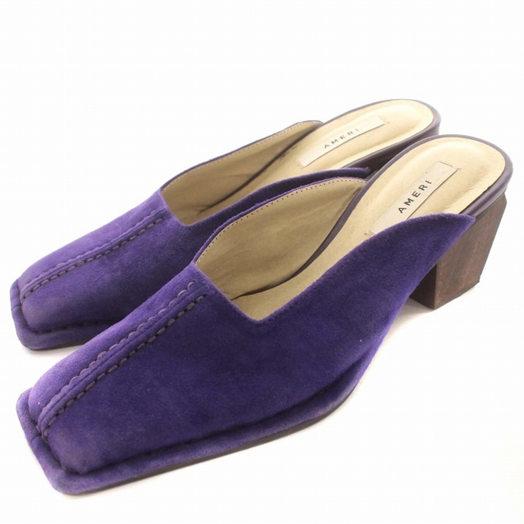 Ameri VINTAGE(アメリヴィンテージ)のアメリ Ameri ミュール スエード チャンキー S 約22.5cm 紫 レディースの靴/シューズ(ミュール)の商品写真