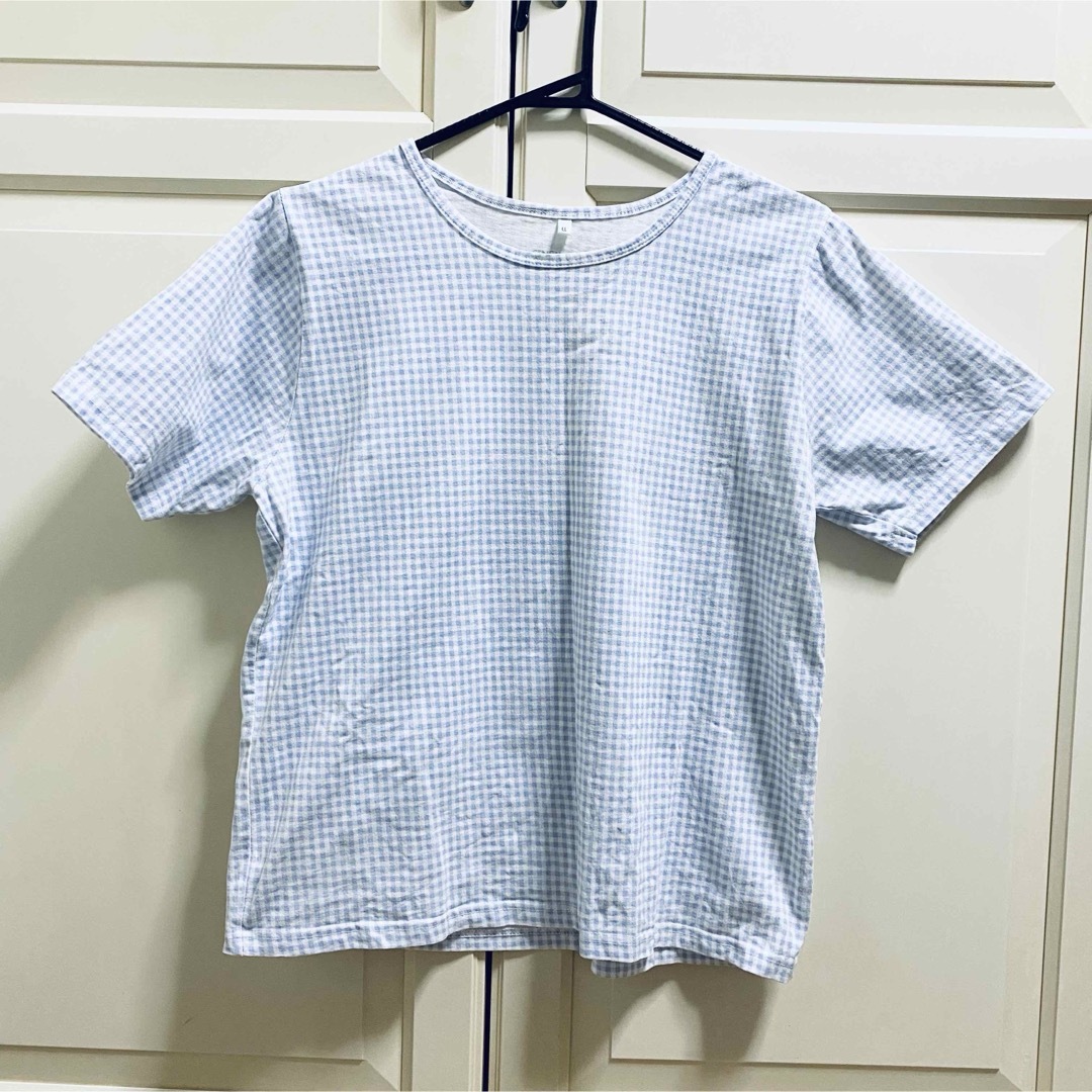 HONEYS(ハニーズ)のハニーズ 水色 ギンガムチェック Tシャツ 綿 コットン 100%  レディースのトップス(シャツ/ブラウス(半袖/袖なし))の商品写真