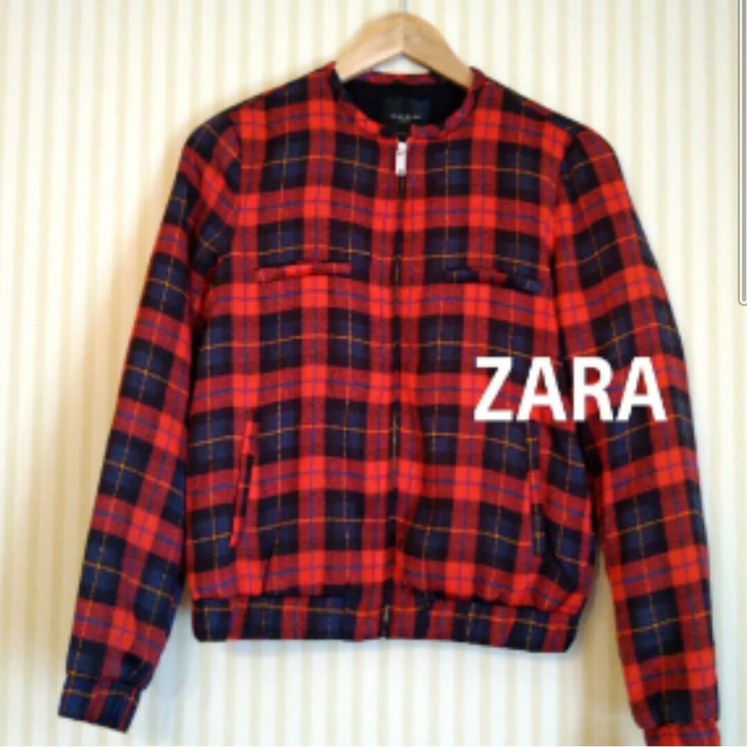 ZARA(ザラ)の【新品•未使用】ZARA☆タータンチェック•サテンブルゾン レディースのジャケット/アウター(ブルゾン)の商品写真