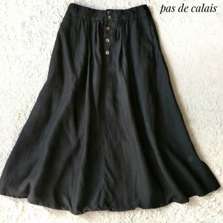 パドカレ(pas de calais)の【パドカレ】リネンジャカードパンツ 36 麻100% バルーンスカート　チェック(その他)