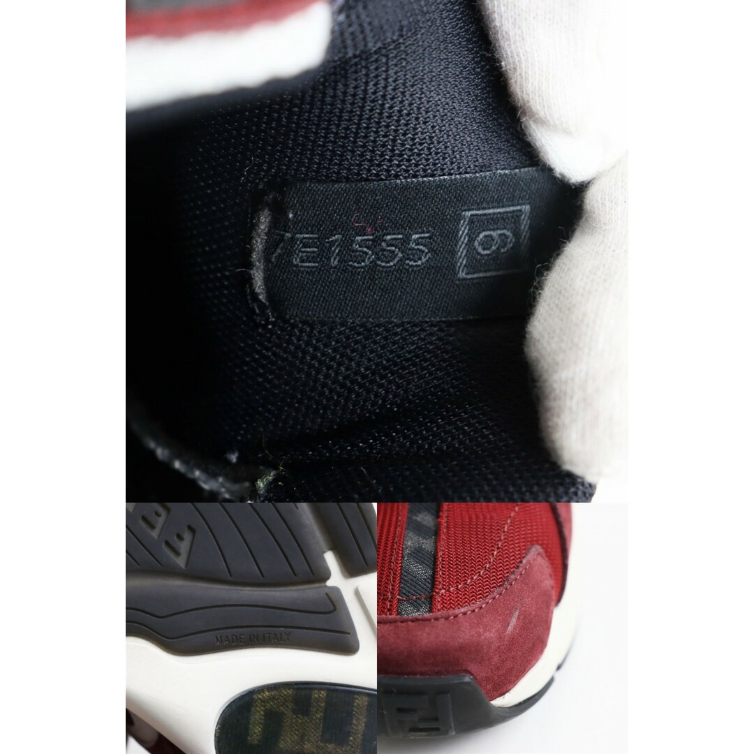 FENDI(フェンディ)の美品●22AW 定価148500円 FENDI フェンディ 7E1555 Faster/ファスター レザー×メッシュ ローカットスニーカー ボルドー×グレー系 6 伊製　q03-st30320-97 メンズの靴/シューズ(スニーカー)の商品写真