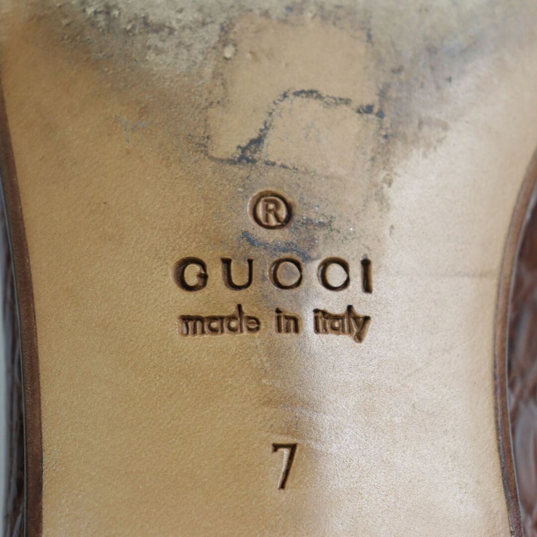 Gucci(グッチ)の美品●GUCCI グッチ 269653 クロコダイルレザー ホースビットローファー/レザーシューズ ブラウン 7 イタリア製 メンズ q11-st30313-326 メンズの靴/シューズ(ドレス/ビジネス)の商品写真