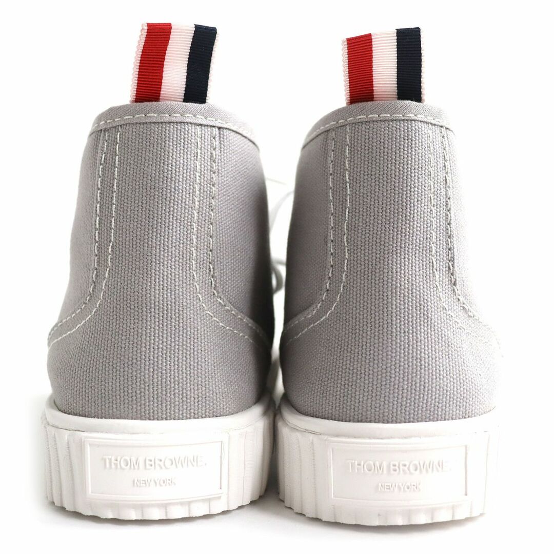 THOM BROWNE(トムブラウン)の未使用△THOM BROWNE トムブラウン MFD223A キャンバス ミッドトップ ヘリテージ スニーカー ハイカット グレー 7 メンズ スペイン製 箱付 メンズの靴/シューズ(スニーカー)の商品写真