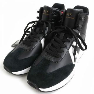 アルマーニエクスチェンジ(ARMANI EXCHANGE)の未使用品△ARMANI EXCHANGE アルマーニ エクスチェンジ XUZ033 XV512 ロゴ レザー ハイカット スニーカー 25cm ブラック×ホワイト×レッド(スニーカー)