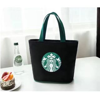 スターバックス(Starbucks)の新品未使用　スターバックス ボタン開閉　ハンドバッグ　黒色　小物入れ (トートバッグ)