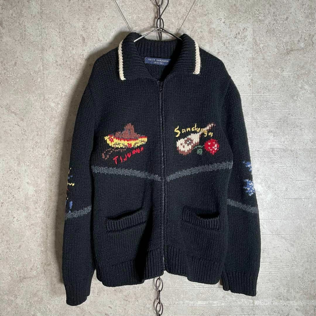 KEITA MARUYAMA TOKYO PARIS(ケイタマルヤマ)の初期レア 95AW KEITA MARUYAMA カウチン ニットセーター 刺繍 レディースのジャケット/アウター(ブルゾン)の商品写真