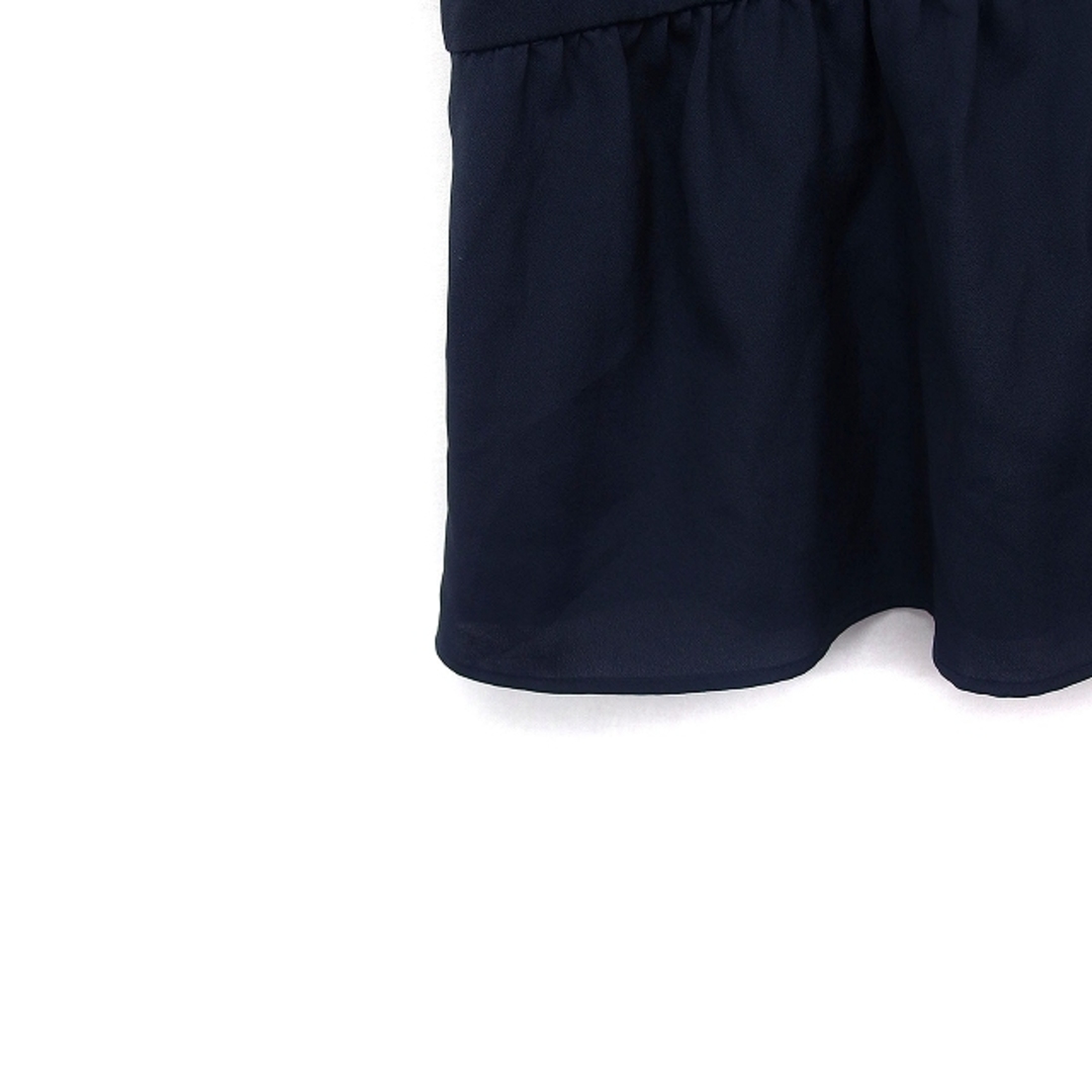 SunaUna(スーナウーナ)のスーナウーナ Sunauna シフォン シャツ ブラウス ペプラム リボン 紺 レディースのトップス(シャツ/ブラウス(半袖/袖なし))の商品写真
