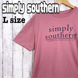 simply southern ロゴ 両面プリント ピンク Tシャツ 半袖 古着(Tシャツ/カットソー(半袖/袖なし))