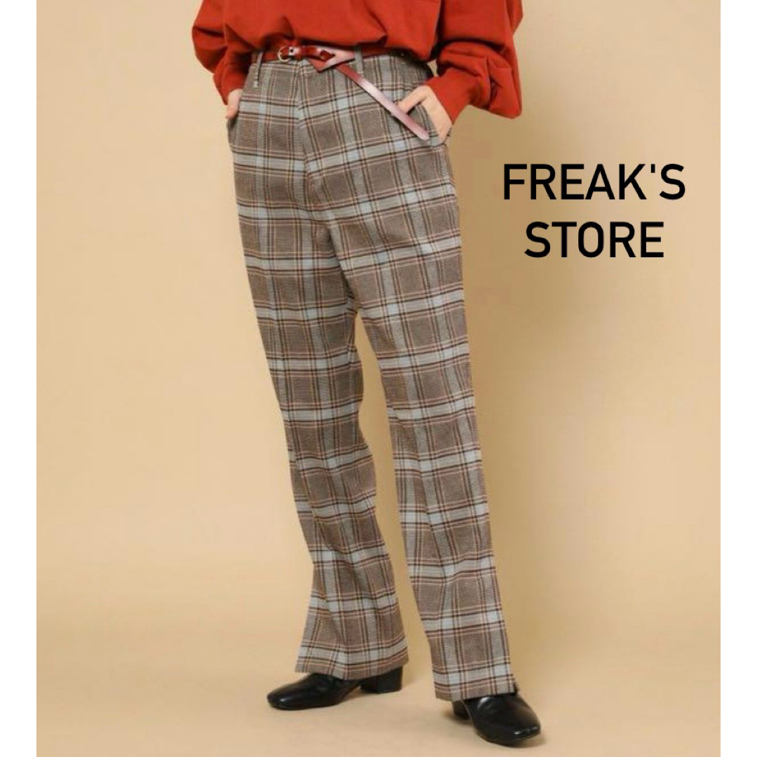 FREAK'S STORE(フリークスストア)のFREAK'S STORE ウーリーチェックスタプレパンツ ブラウン レディースのパンツ(カジュアルパンツ)の商品写真