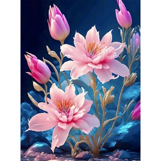 ダイヤモンドアート　ピンクの花々(アート/写真)
