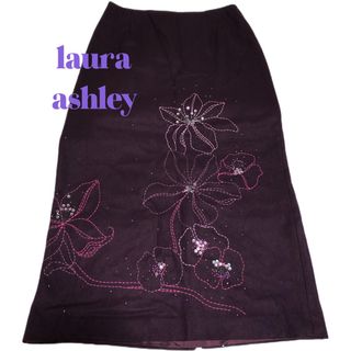 ローラアシュレイ(LAURA ASHLEY)の【laura ashley】美品　タイトスカート ロング ビーズ スパンコール(ロングスカート)